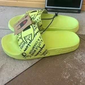 Champion Kids Slide Sandals - Neon Yellow and Black Champion | Shoes | Champion Super Slide Duo Kids Slides  main image 2